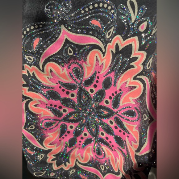 Justice oversized grey t-shirt with sparkle decals girls size 20 plus size - Picture 5 of 8